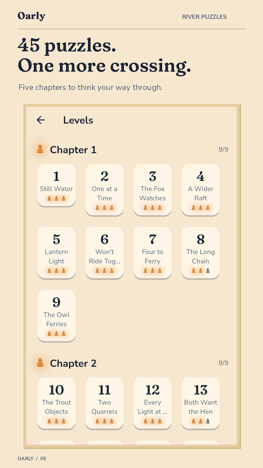The level map with chapters one and two finished